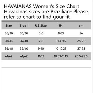 havaiana sizes